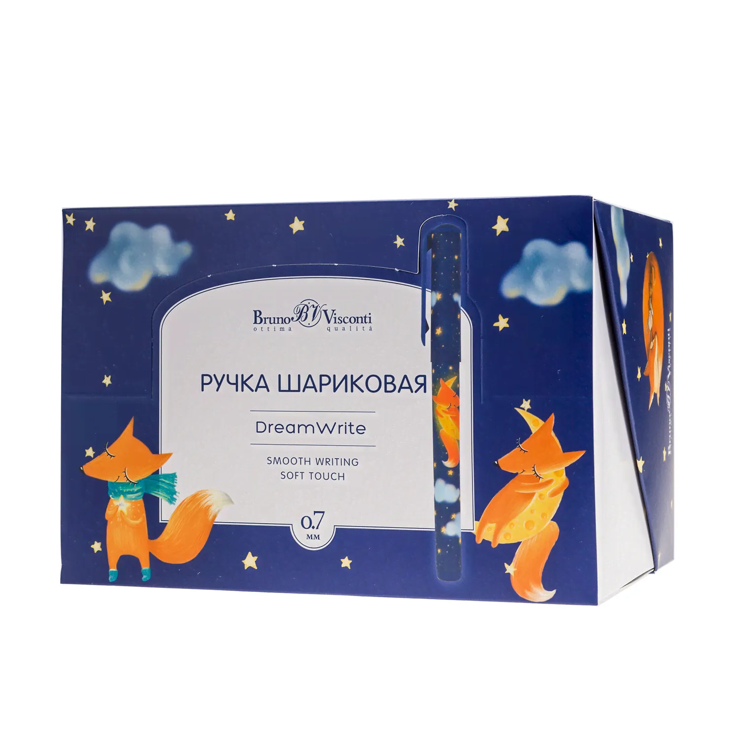 Ручка подарочная шариковая синяя 0,7мм DreamWrite. Лисята в футляре BRUNO VISCONTI 20-0264/01-0