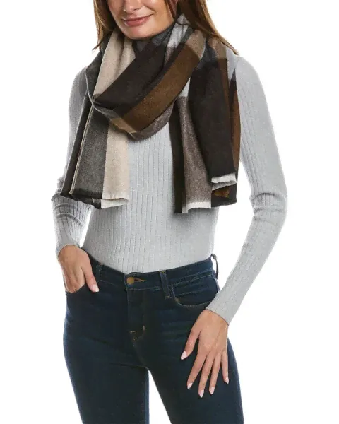 Bruno Magli Colorblocked Cashmere Wrap Women's Brown-0