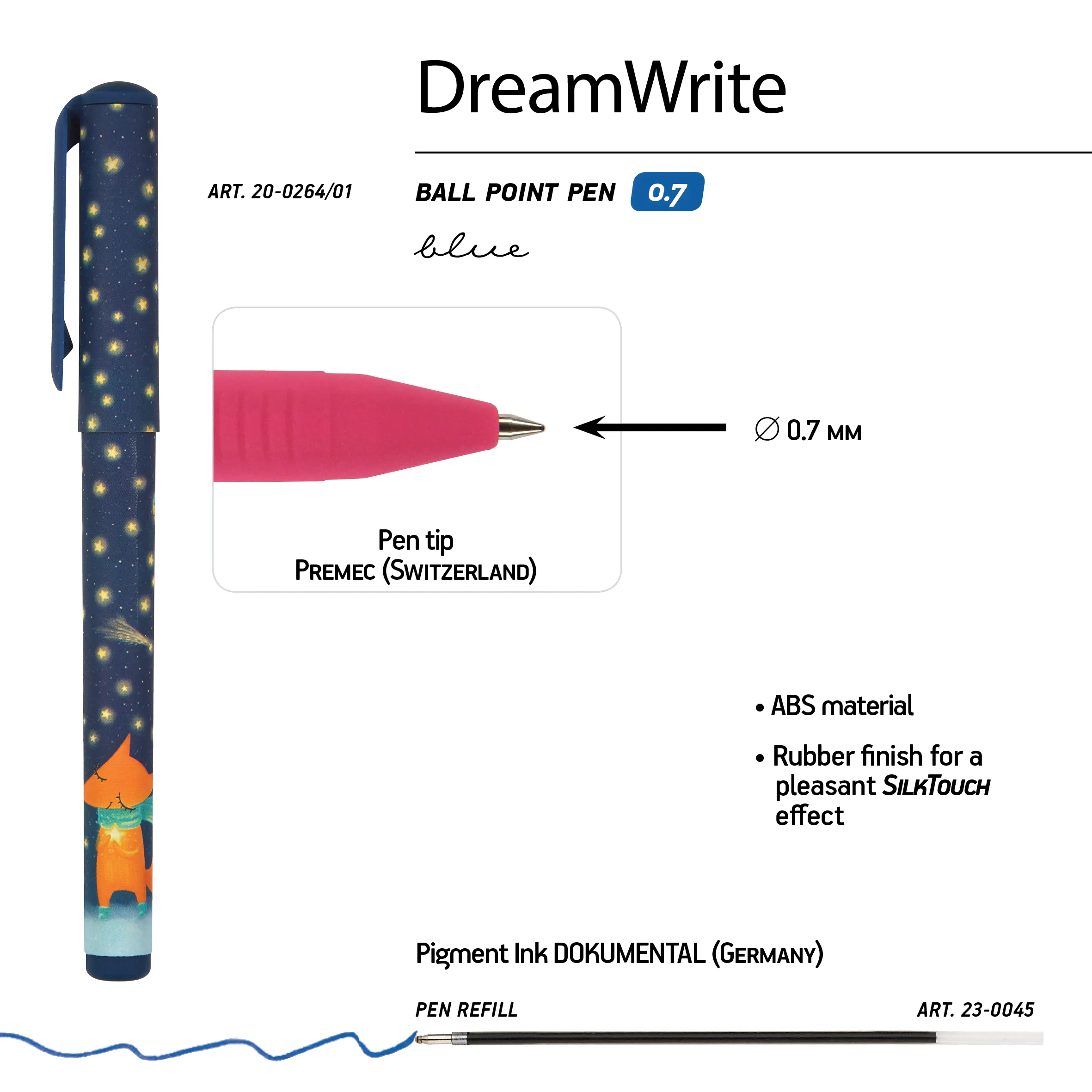 Ручка подарочная шариковая синяя 0,7мм DreamWrite. Лисята в футляре BRUNO VISCONTI 20-0264/01-1