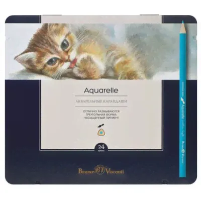 Карандаши акварельные 24цв "Aquarelle" в металлической коробке 30-0064 Bruno Visconti